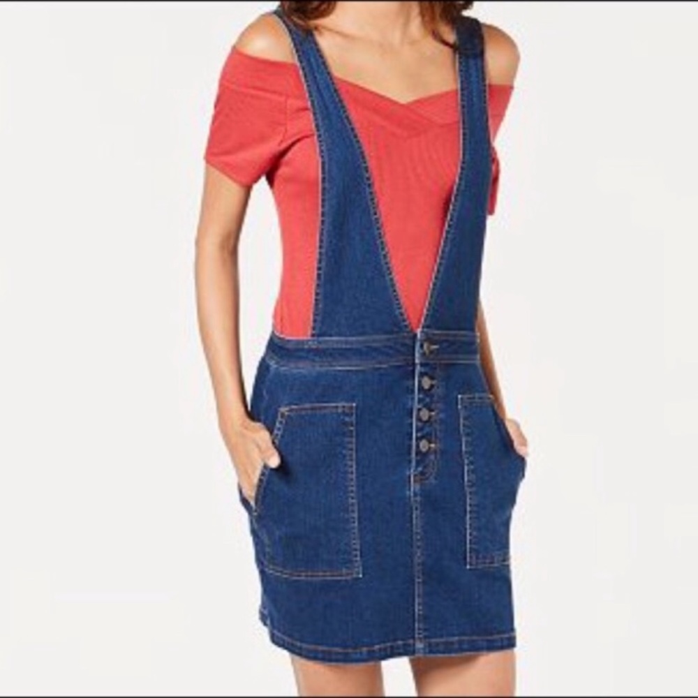 NWT Tinseltown Denim Skirt Overall Mini Dress - Picture 2 of 7